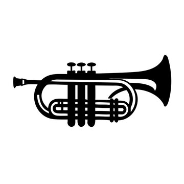 bb trumpet silhouette icon illustration for music brass instrument and performance design