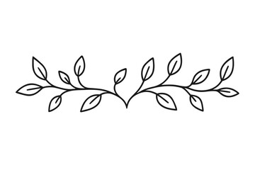 Botanical Leaf Divider in Line Art Style