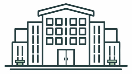 Modern office building exterior isolated on white background, Vector