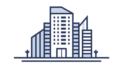 Modern office buildings with trees isolated on white background, Vector