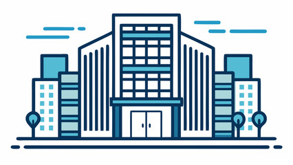 Obraz premium Modern office building in urban setting isolated on white background, Vector