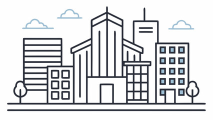 Modern cityscape with skyscrapers isolated on white background, Vector