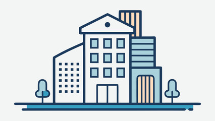 Modern office building complex isolated on white background, Vector