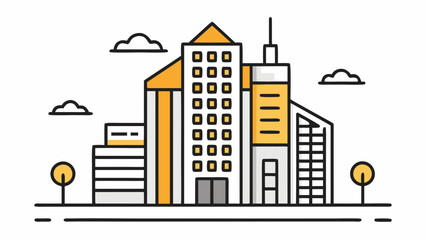 Modern cityscape with skyscrapers isolated on white background, Vector