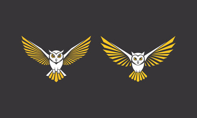 Obraz premium Two white and gold owl silhouettes flying