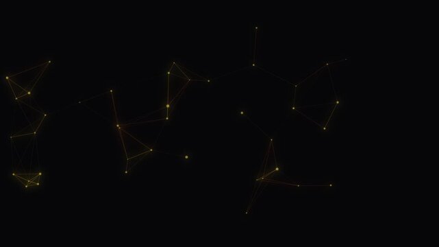 Modern abstract data network with glowing lines and points moving on black background digital motion