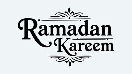 Ramadan Kareem decorative calligraphy text with ornate flourishes.