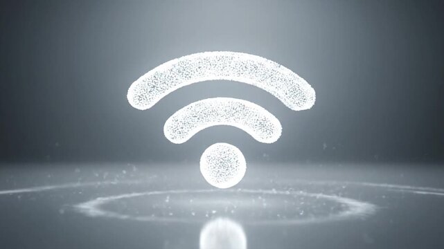3d wifi icon particles signal concept visualization background