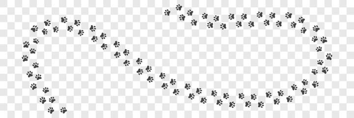 Paw way prints. Foot trails pattern.