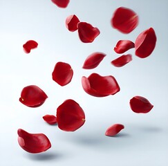 A beautiful rose with petals falling gently in the air