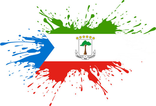 Equatorial Guinea Flag with Artistic Paint Splash Effect