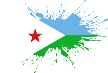 Fototapeta premium Djibouti Flag with Artistic Paint Splash Effect