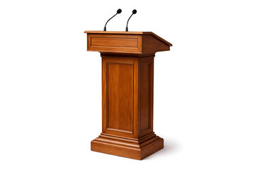 Wooden Podium Stand Isolated on White Background