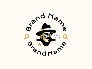 Obraz premium Modern Geometric Sheriff Mascot Logo Badge for Security and Detective Agency