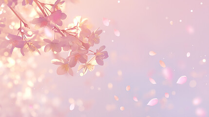 Fototapeta premium 桜の枝が写っていて桜の花びらが舞っている