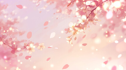 桜の枝が写っていて桜の花びらが舞っている