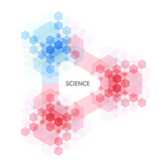 Molecular structure. Abstract geometric element. Translucent pattern of overlapping geometric shapes. Illustration for science, chemistry, or education.