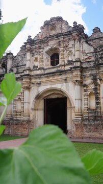 Vertical View Of Ruins Of The San Jose El Viejo Church In Antigua, Guatemala. Selective Focus Shot