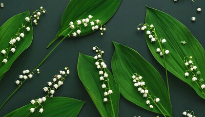 Lily of the valley flowers on dark background.