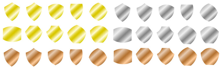 エンブレムやシールド、盾、バッチなどのアイコンセット　金・銀・銅