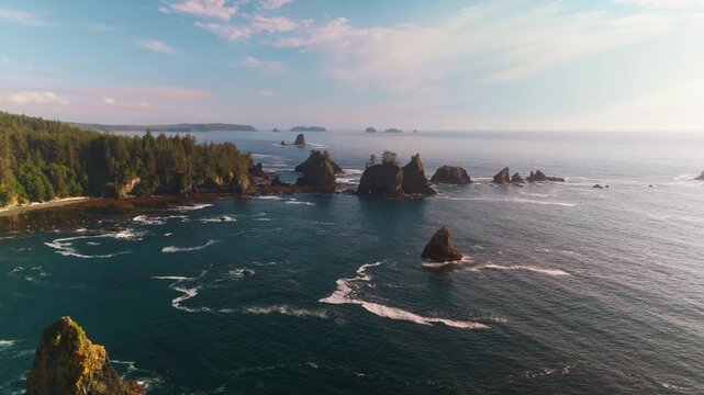 Stunning Sunset At Washington States Coastline