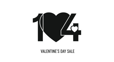 Obraz premium Numbers and a heart form a valentine s day message silhouette