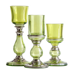Elegant green glass candleholders display