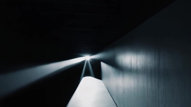 Bright light illuminating an empty abstract tunnel creating strong reflections on the smooth concrete surfaces, symbolizing a path forward, hope, future, or a significant breakthrough