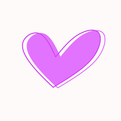 Cute Colorful Heart Illustration with Hand Drawn Doodle Lines