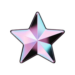 Obraz premium Iridescent Star Shape with Metallic Reflections on White Background