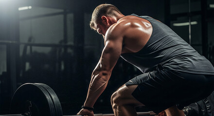 young bodybuilder training in gym