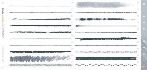 Vector Brushes. Mixed Media Sampler Set. Pencil. © Side Project