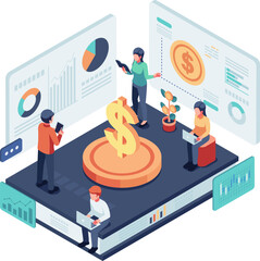 Isometric Financial literacy and Digital Money Education
