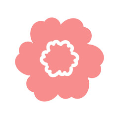 濃いピンク色の春の花　イラスト　