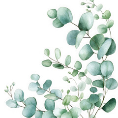 Obraz premium Delicate eucalyptus leaves against a dark background