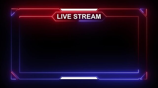 futuristic neon red and blue gaming stream frame overlay with hud elements.4k animation motion graphic video..