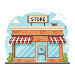Retail Store Illustration &ndash; Small Shop Front Building for Business, Ecommerce & Marketing Design