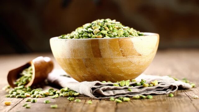 bowl of dry split green pea 