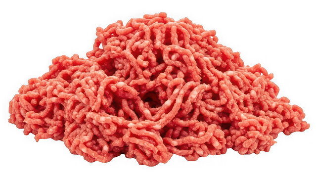 Pile of fresh raw ground meat mince for cooking isolated on transparent background