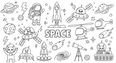 Space outline drawing elements collection © MDMAHAMUDUL HASAN