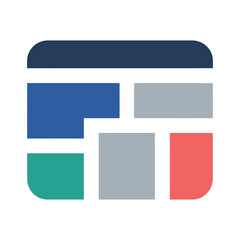 Obraz premium A colorful geometric logo with various shapes and colors on a white background