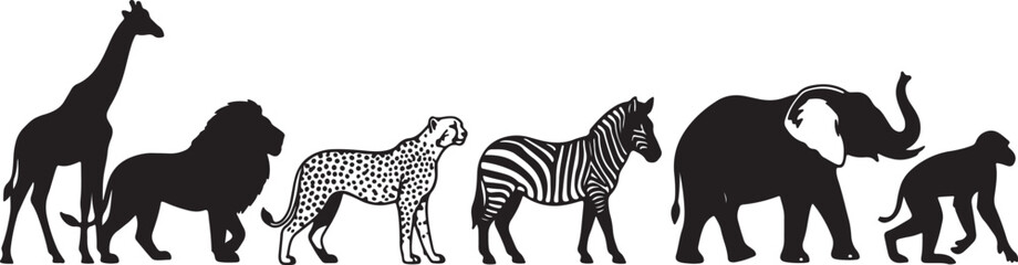 Obraz premium vector illustration of a silhouette of a animals