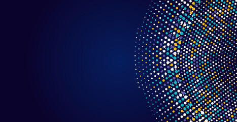 Digital Pixel Explosion. Abstract Virtual Cyber Space Data Flow. Halftone Pixel Effect Round Explosion. Vector