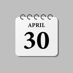 Icon page calendar day - 30 April