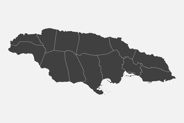 Vector map country of Jamaica divided on regions