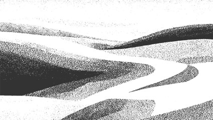 Obraz premium Abstract stippled landscape of rolling dunes and valleys in monochrome texture pattern