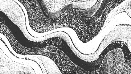Obraz premium Black and white abstract textured pattern with wavy lines and granular detail