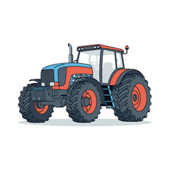 Obraz premium Large orange and blue tractor vehicle.