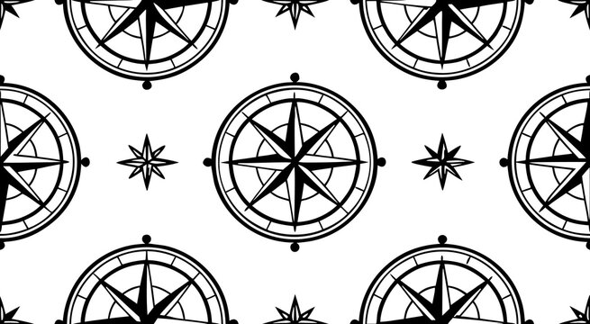 Silhouette compass seamless pattern vector illustration design