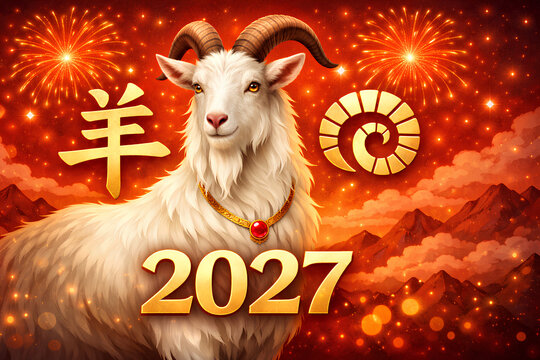 Chinese Zodiac Goat Illustration for Year 2027